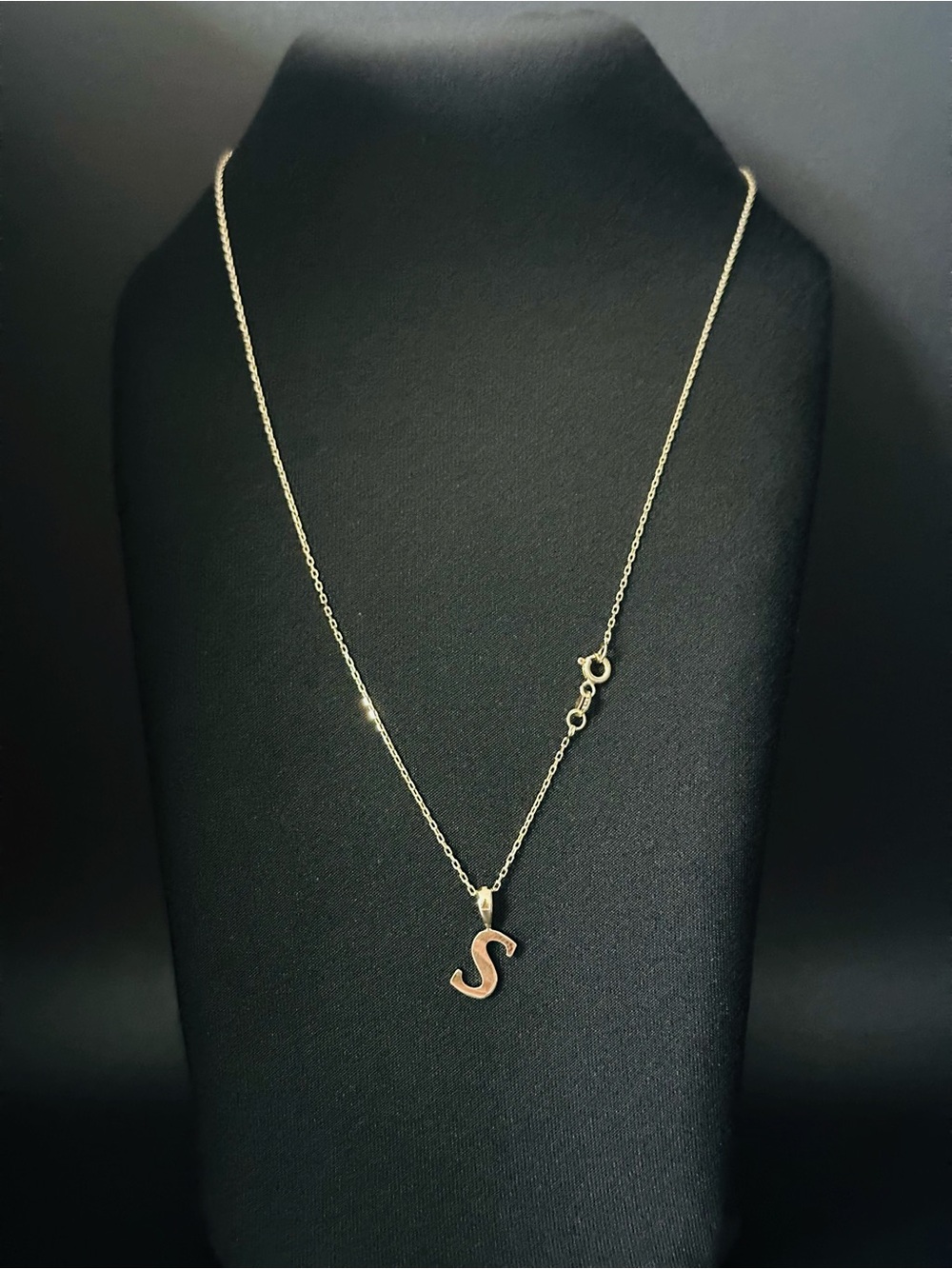 1mm,14K Solid Yellow Gold [S] Initial Necklace 18” Forze Chain 2.00g Stamped 585